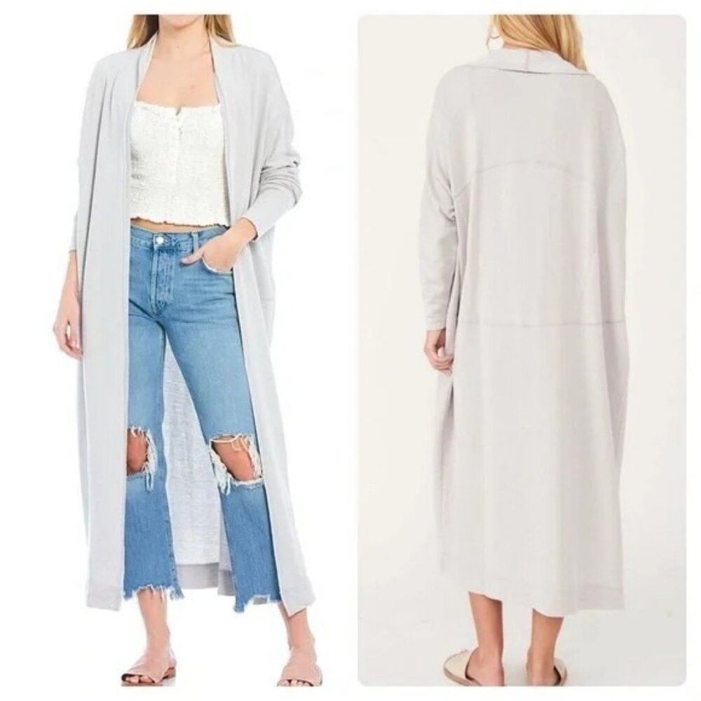Free People Cozy Girl Gray Maxi Open Cardigan